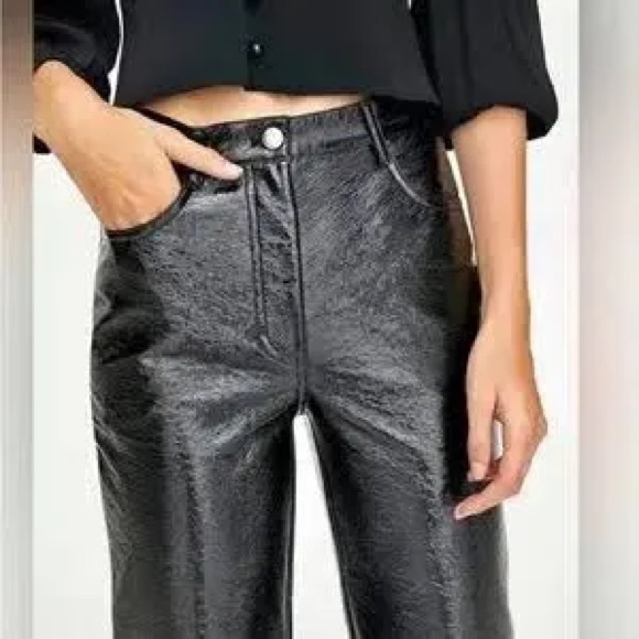 Wilfred Melina Pants Vegan Black Patent Leather Size 6 - Picture 2 of 7